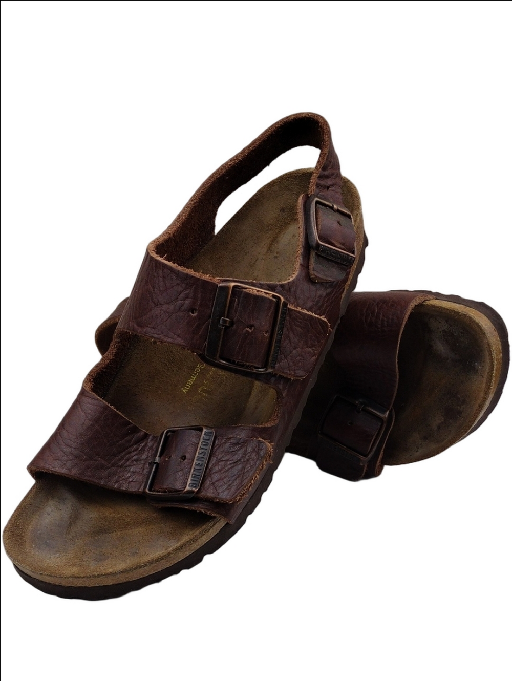 Birkenstock Milano Brown Leather Round Toe Adjustable Straps Slingback Sandals